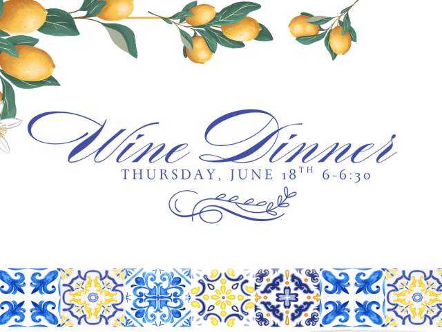 Invitation card for Dash-In wine dinner in Fort Wayne. / Menu