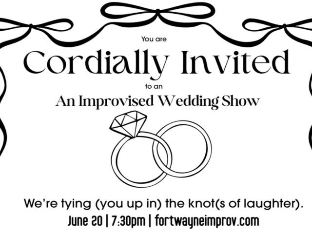 Live improvised comedy wedding show.