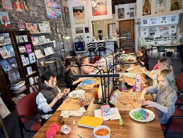 Photo of students creating art
