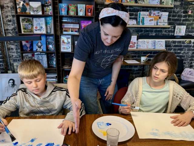 Photo of students creating art