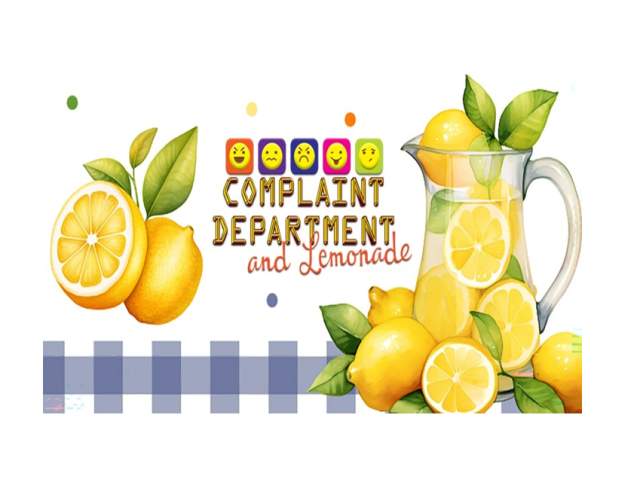 Promotional photo of lemons and pitcher of lemonade