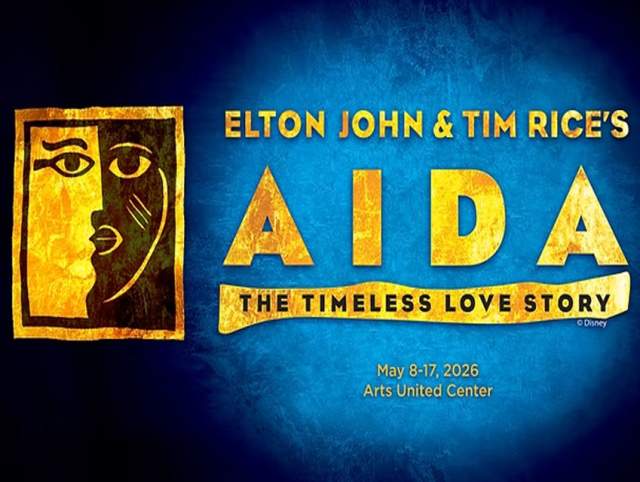 Promotional image for Aida, presented by the Fort Wayne Civic Theatre, coming this May to the Arts United Center.