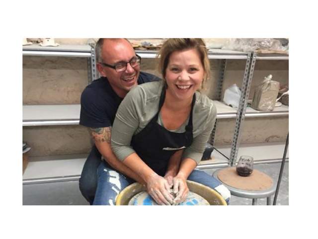 Couple making clay sculptures for the Let’s Get Messy: A Valentine’s Clay Date