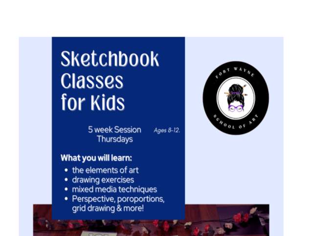 Sketchbook Class for kids at Fort Wayne School of Art