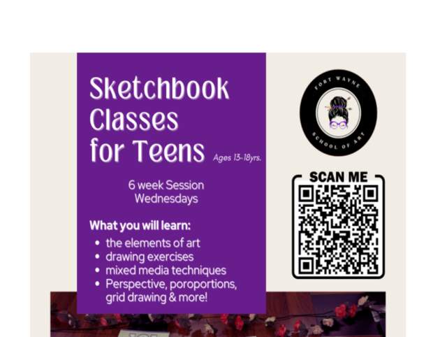 Sketchbook Class for Teens at Fort Wayne School of Art