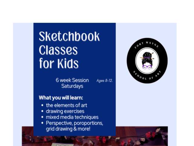 Saturday morning Sketchbook Class for Kids at Fort Wayne School of Art