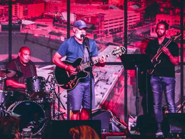 Band on stage at the Club Room