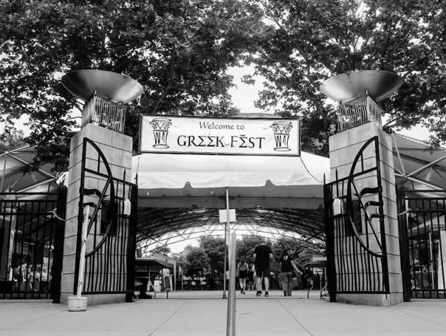 The entrance to Greek Fest at Headwaters Park in Fort Wayne, Indiana. Greek Fest is held annually near the end of June.