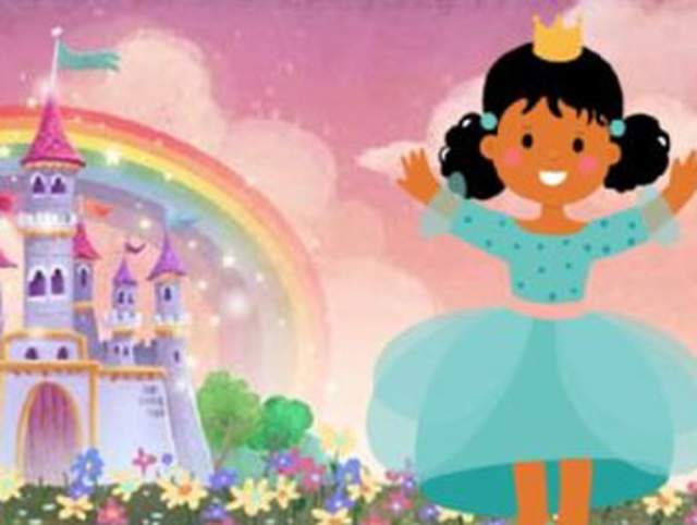 Flyer for Dady Daughter Princess Ball with young princess in front of castle
