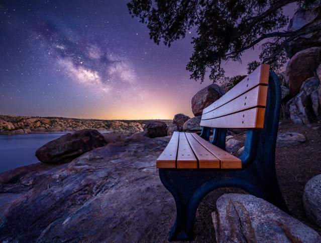 Starry Night Bench by the Water - Experience Prescott