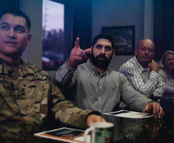 people at a business discussion