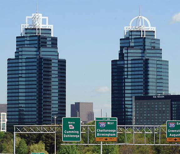 The photo of the King and Queen building taken from Northbound Highway 400