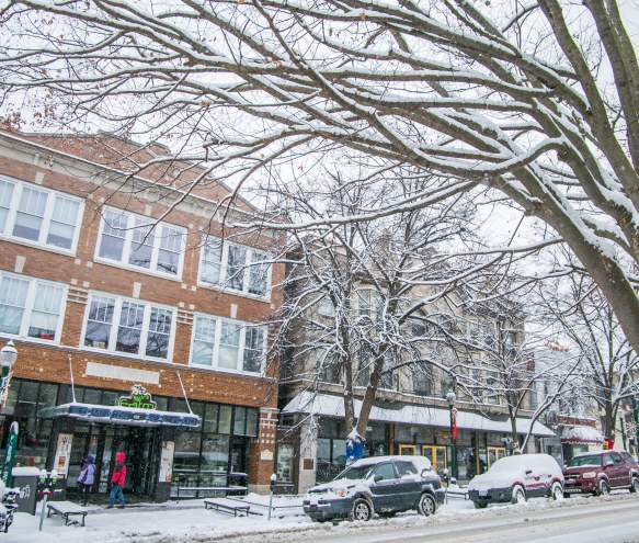 A view of Kirkwood Avenue covered in snow