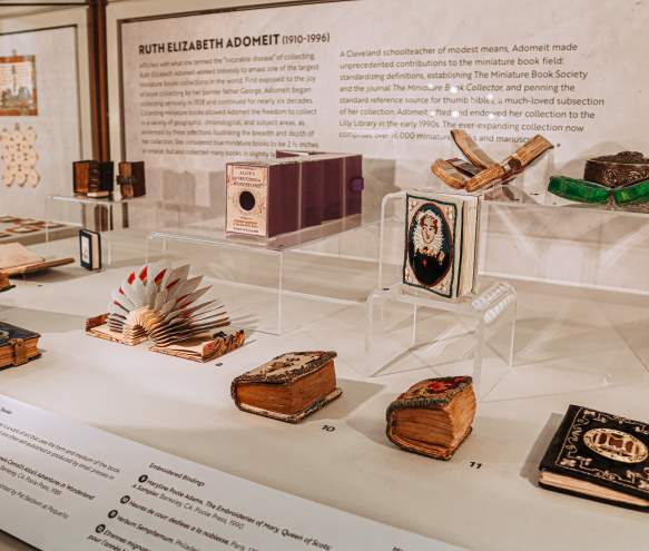 A display of Lilly Library's miniature book collection