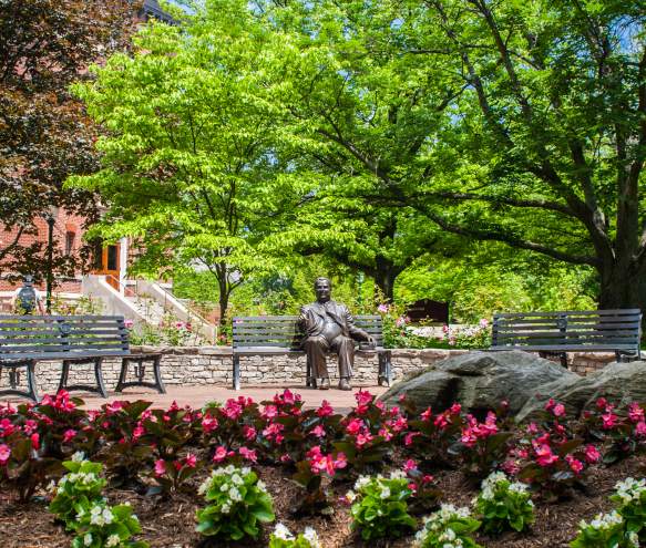 Herman B. Wells statue in Old Crescent