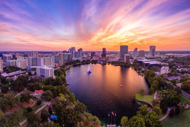 Orlando Main Streets lake eola aerial