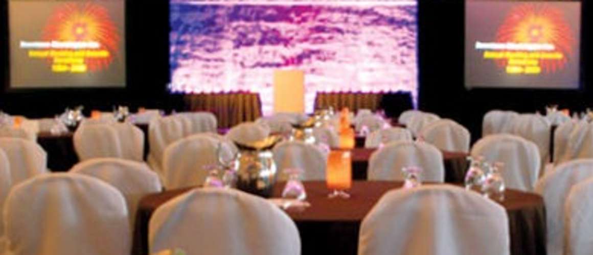 meeting room set up for a presentation