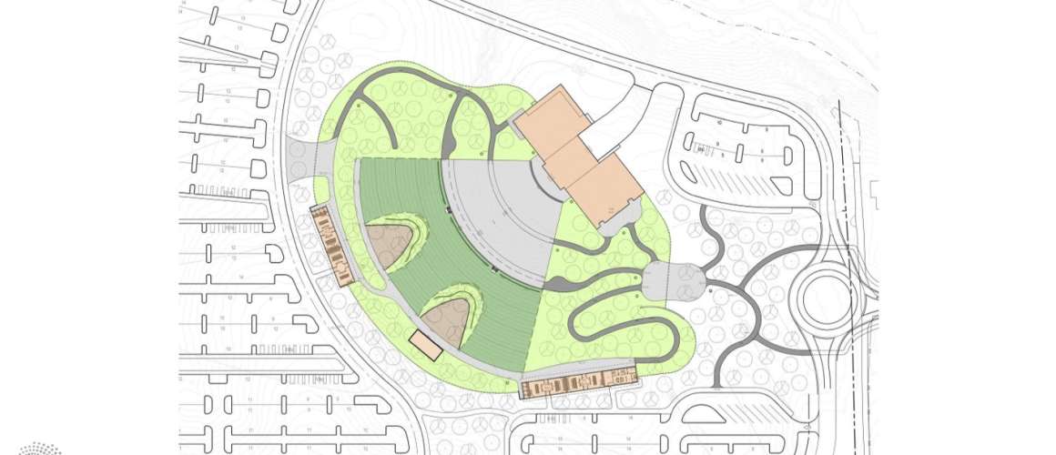 Plan for the outdoor venue with walkways and trails