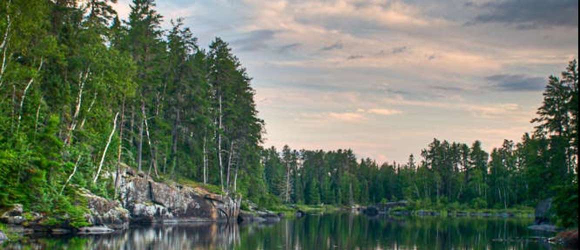 Canoe on a rocky shore