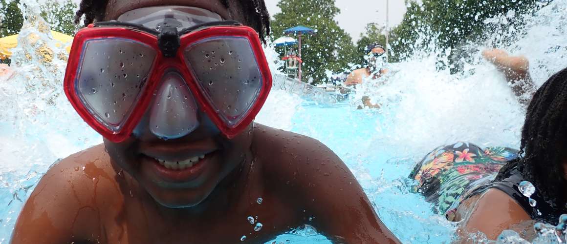 Learning to swim at the One Year Out Celebration from 2024 Olympic Swimming Trials