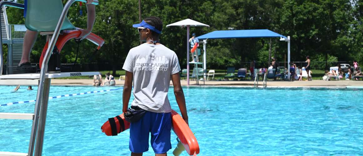 Lifeguard watching over a pool