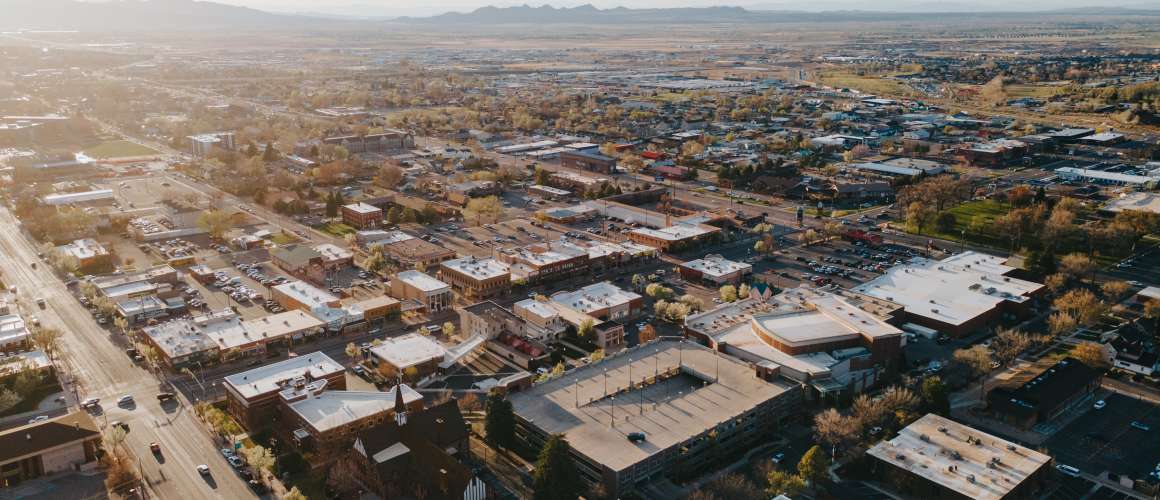Aerial View of Downtown Cedar City, Utah