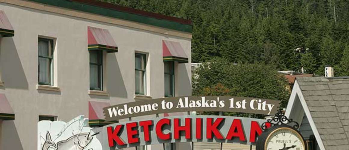 Ketchikan's Welcome Arch, downtown