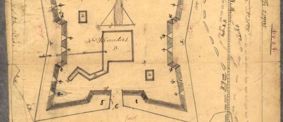 Map of Fort Sanders, Knoxville, Tennessee, showing the Confederate assault of Nov. 29, 1863