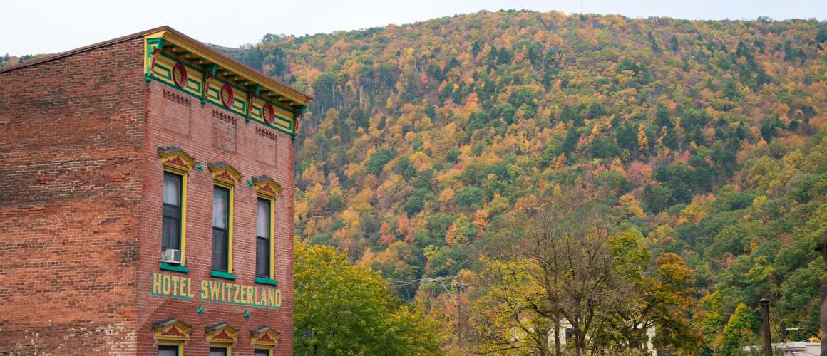 A beautiful view of the foliage from downtown Jim Thorpe.
