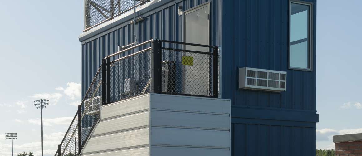 Stacked Pressbox over storage room