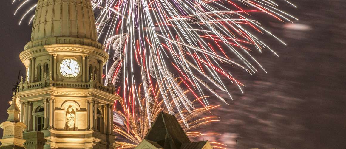 Fireworks over downtown