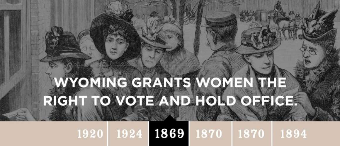 1869 - Wyoming grants women the right to vote and hold office.