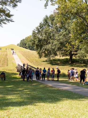 Shot of the Ocmulgee Mounds during the Ocmulgee Indigenous Celebration