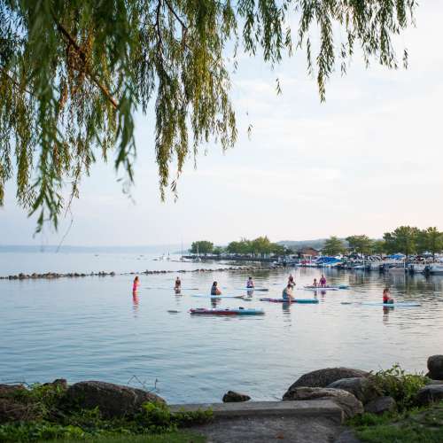 Stand up paddleboarding on Canandaigua Lake