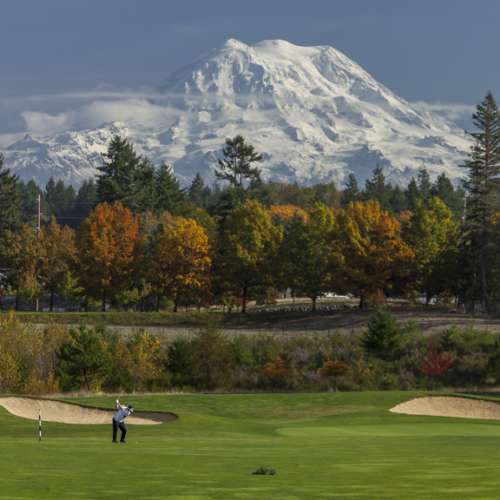 The Home Course in DuPont, Washington with Mount Rainier