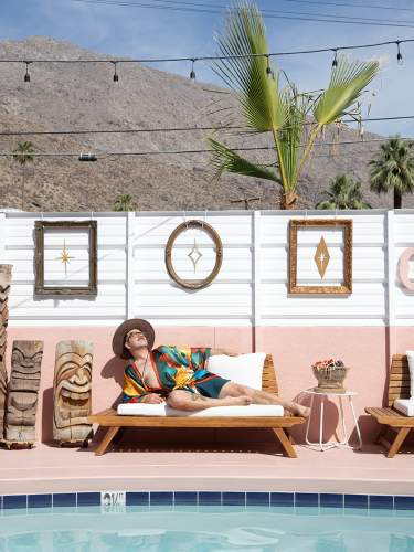 Man in lounger at a resort in Palm Springs