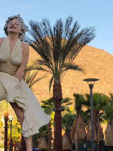 Marilyn Monroe statue at Palm Springs downtown park.