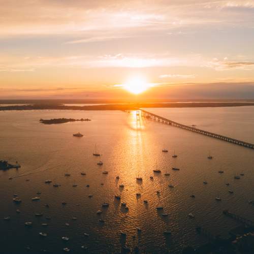 Newport Bridge at Sunset