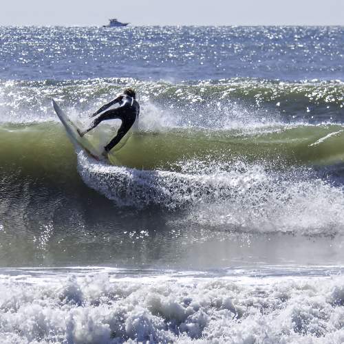 Surfer riding a wave