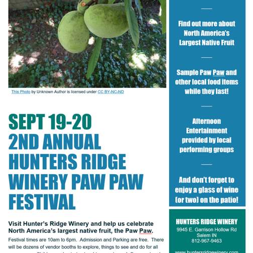 2nd Annual Hunter's Ridge Winery Paw Paw Festival