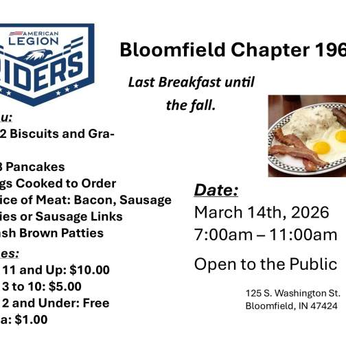 Bloomfield American Legion Riders Chapter 196 Breakfast