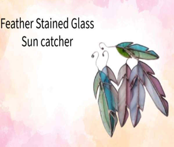 Feather Stained Glass Suncatcher