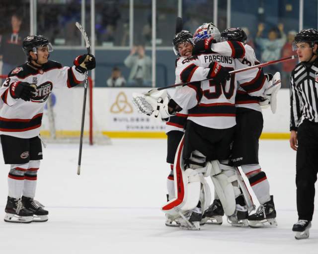 Chicago Steel celebrate a goal at a home game in Geneva, Illinois