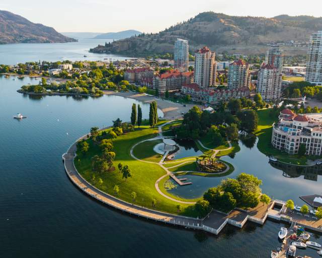 Downtown Kelowna During Summer Aerial 25