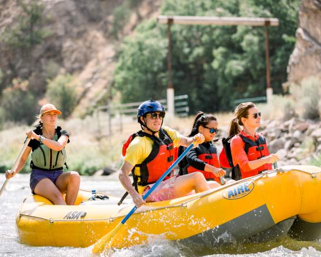 Group in yellow raft on Weber River