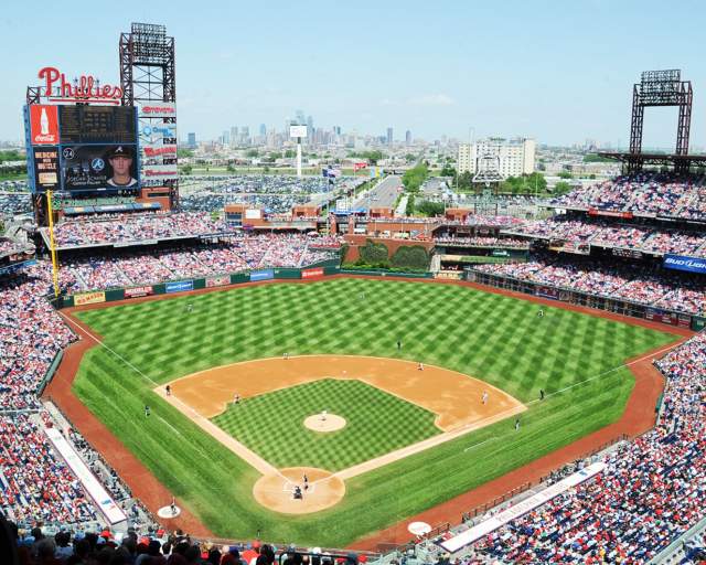 Aerial view a crowd in the stands of Citizens Bank Ballpark in Philadelphia, PA