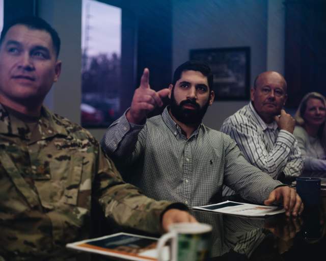 people at a business discussion