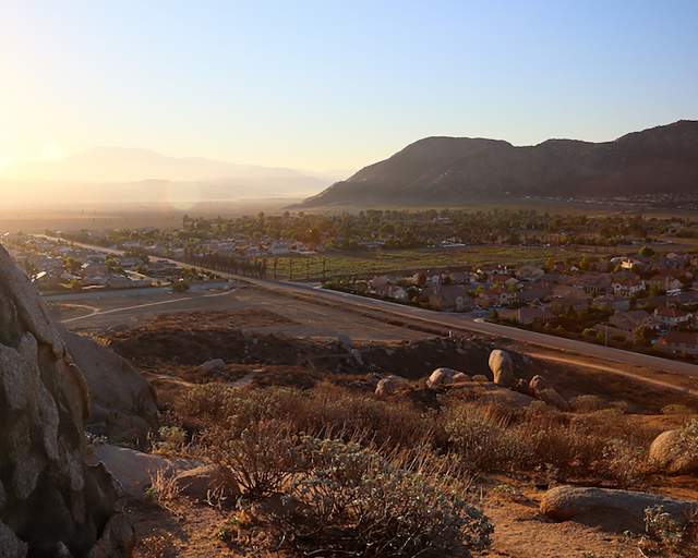 Hiking trail at sunrise in Moreno Valley, CA