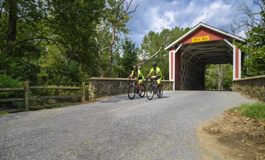 Bikers at Covered Bridge