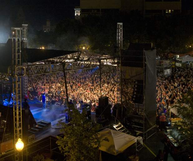 Night Shot of a Concert at Taste of Syracuse with Huge Crowd